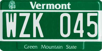 VT license plate WZK045