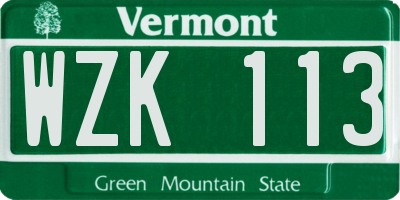 VT license plate WZK113
