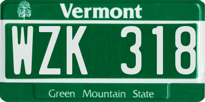 VT license plate WZK318