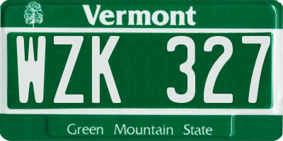 VT license plate WZK327