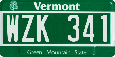 VT license plate WZK341