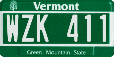 VT license plate WZK411