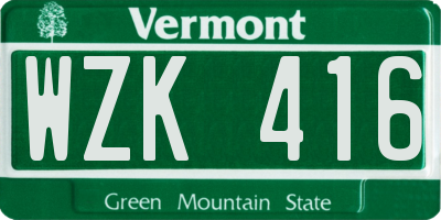 VT license plate WZK416