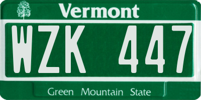 VT license plate WZK447