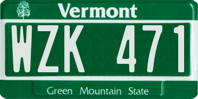 VT license plate WZK471