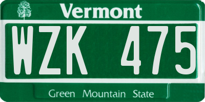 VT license plate WZK475