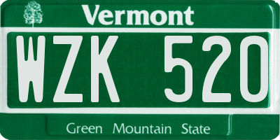VT license plate WZK520