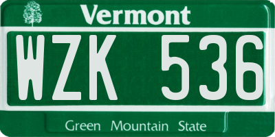 VT license plate WZK536