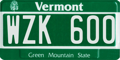 VT license plate WZK600