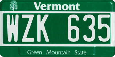 VT license plate WZK635