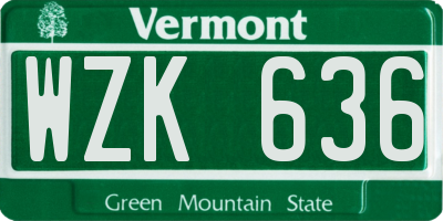 VT license plate WZK636