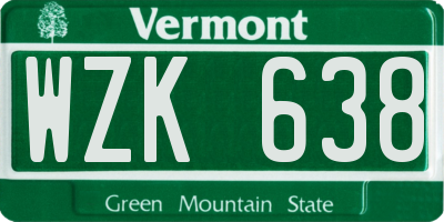 VT license plate WZK638