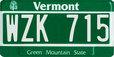 VT license plate WZK715