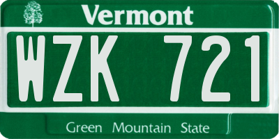 VT license plate WZK721