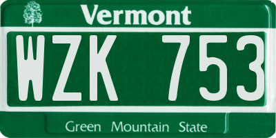 VT license plate WZK753
