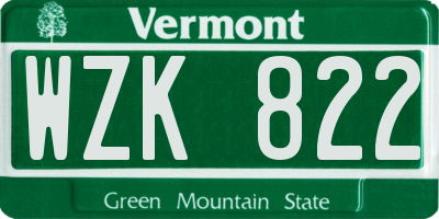 VT license plate WZK822