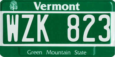 VT license plate WZK823