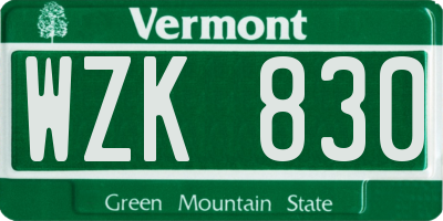 VT license plate WZK830