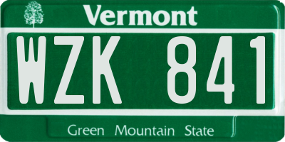 VT license plate WZK841