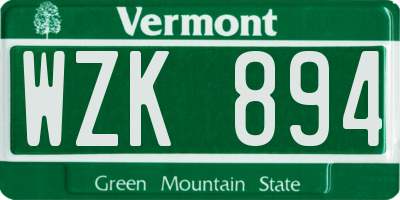 VT license plate WZK894