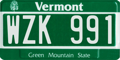 VT license plate WZK991