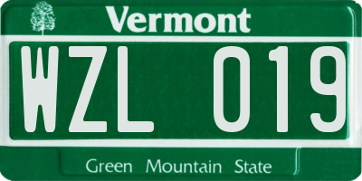 VT license plate WZL019