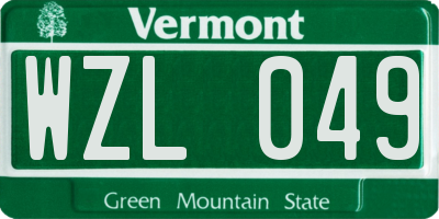 VT license plate WZL049