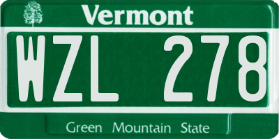 VT license plate WZL278
