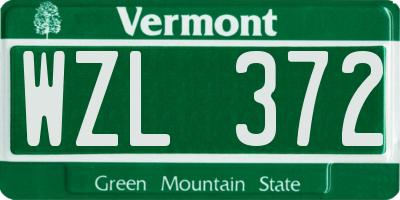 VT license plate WZL372
