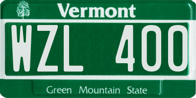 VT license plate WZL400