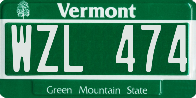 VT license plate WZL474