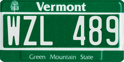 VT license plate WZL489