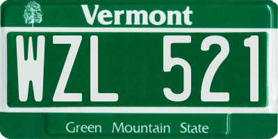 VT license plate WZL521