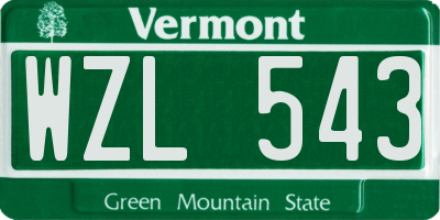 VT license plate WZL543