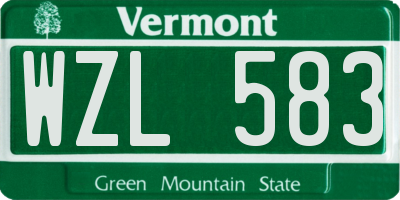 VT license plate WZL583