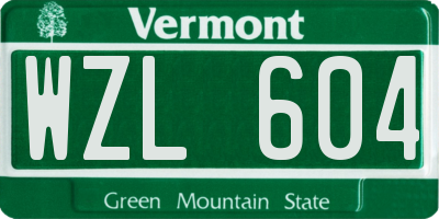 VT license plate WZL604