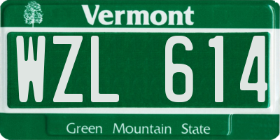 VT license plate WZL614