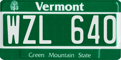VT license plate WZL640