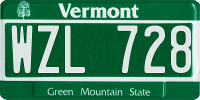 VT license plate WZL728