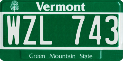 VT license plate WZL743