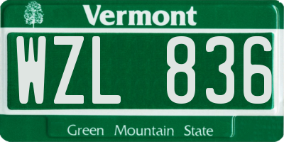 VT license plate WZL836