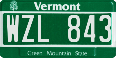 VT license plate WZL843