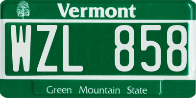 VT license plate WZL858