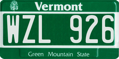 VT license plate WZL926