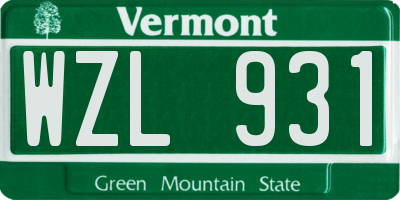 VT license plate WZL931