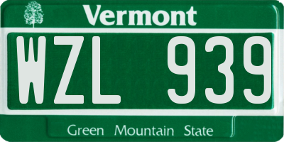 VT license plate WZL939