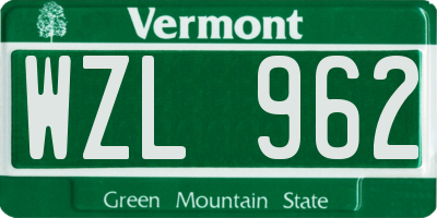 VT license plate WZL962