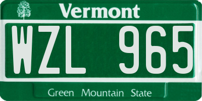 VT license plate WZL965