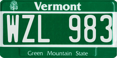 VT license plate WZL983