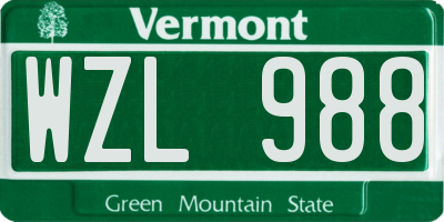 VT license plate WZL988